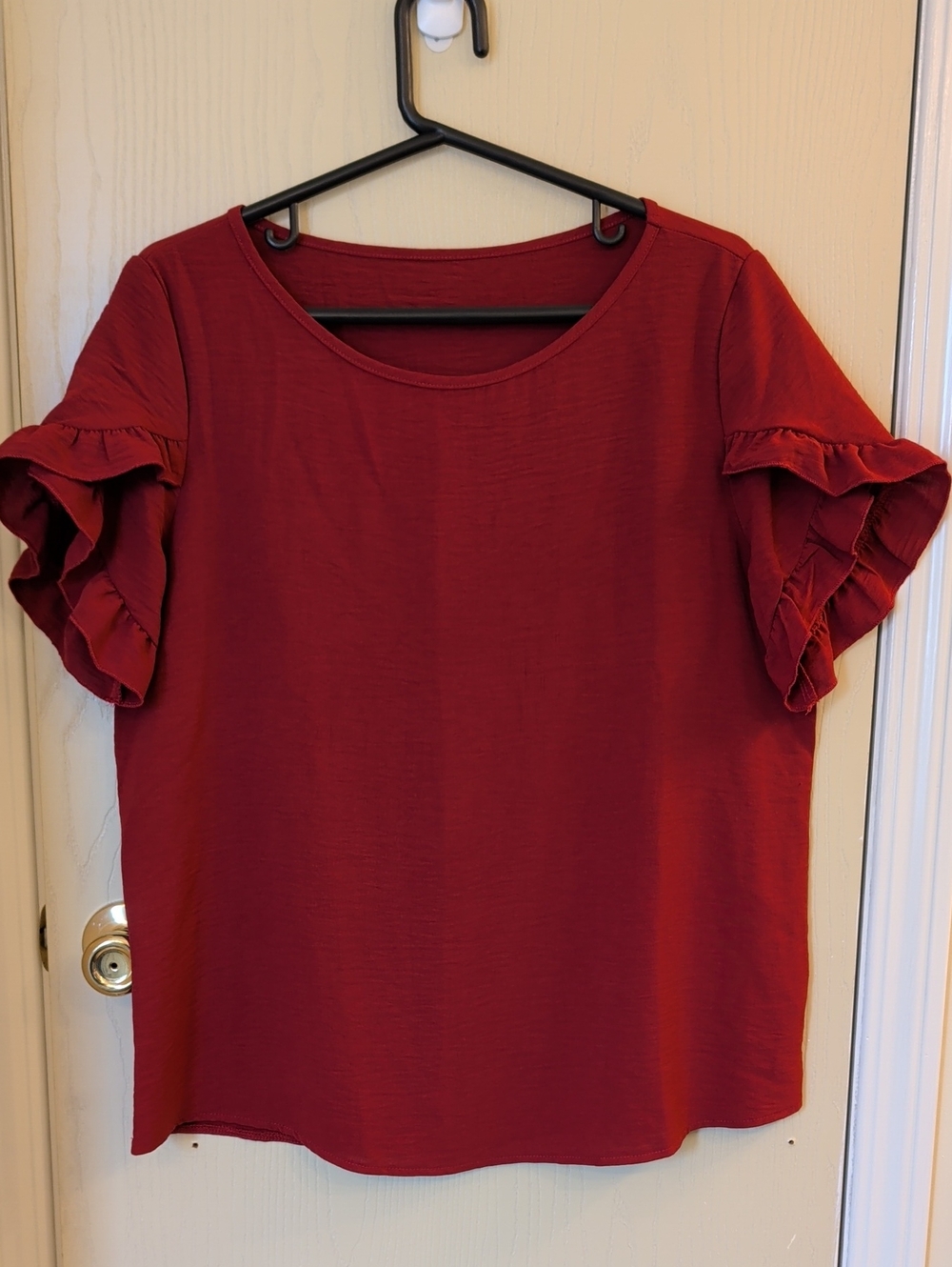 SHEIN Women’s Red Ruffle Sleeve Blouse Top Size Large (L)